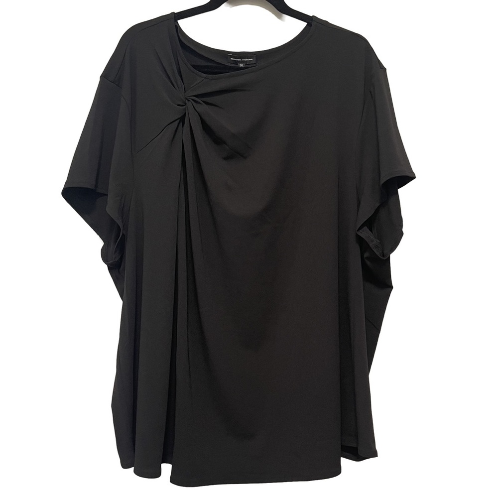 Universal Standard Neck Twist Crepe Jersey Blouse Top Black Size 2XL XXL